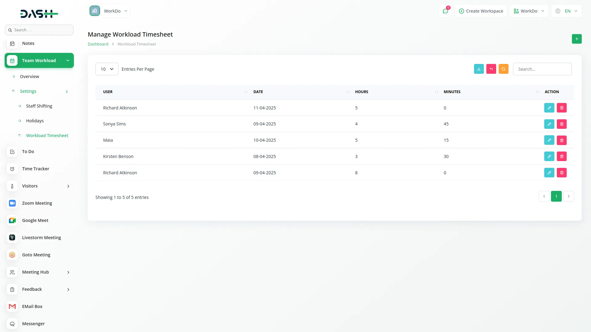 Team-Workload Dash Saas