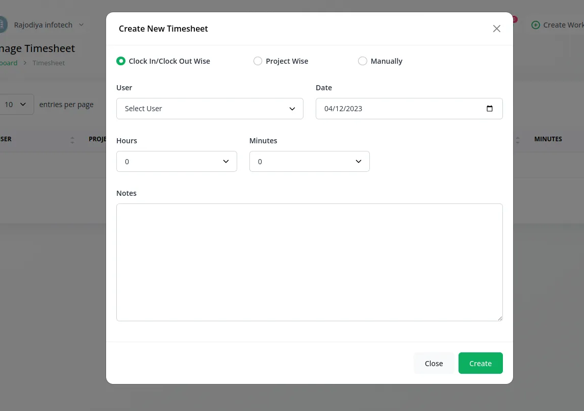Timesheet Dash Saas