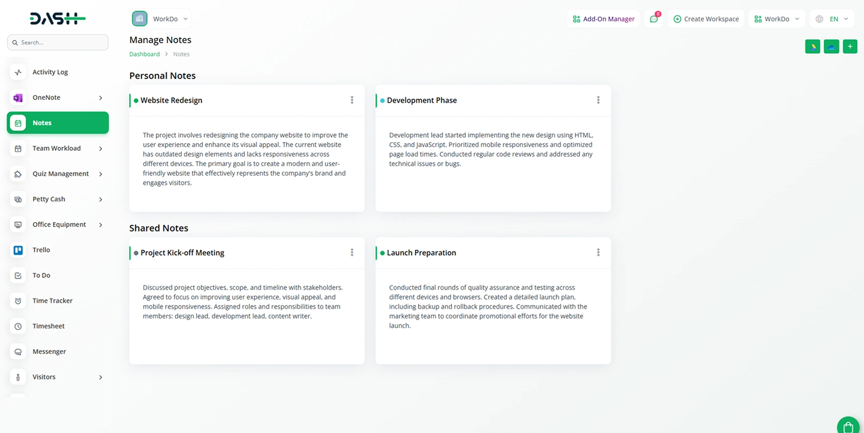 Eim Software - Manage Notes
