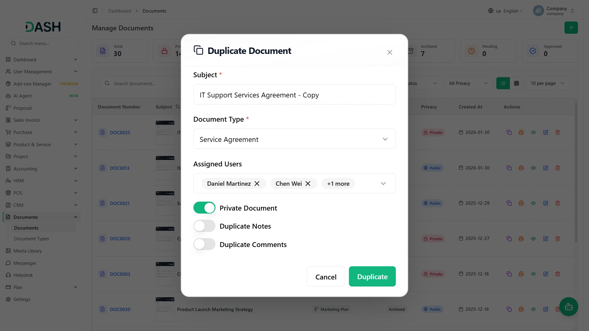 detial documents integration