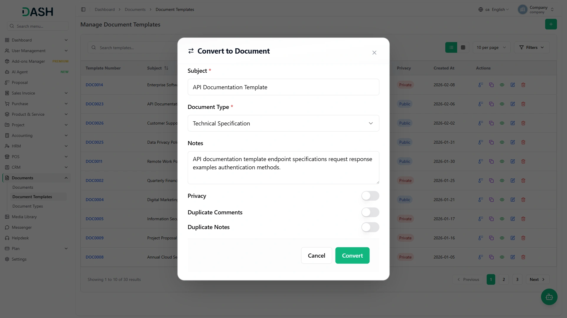 detial documents integration