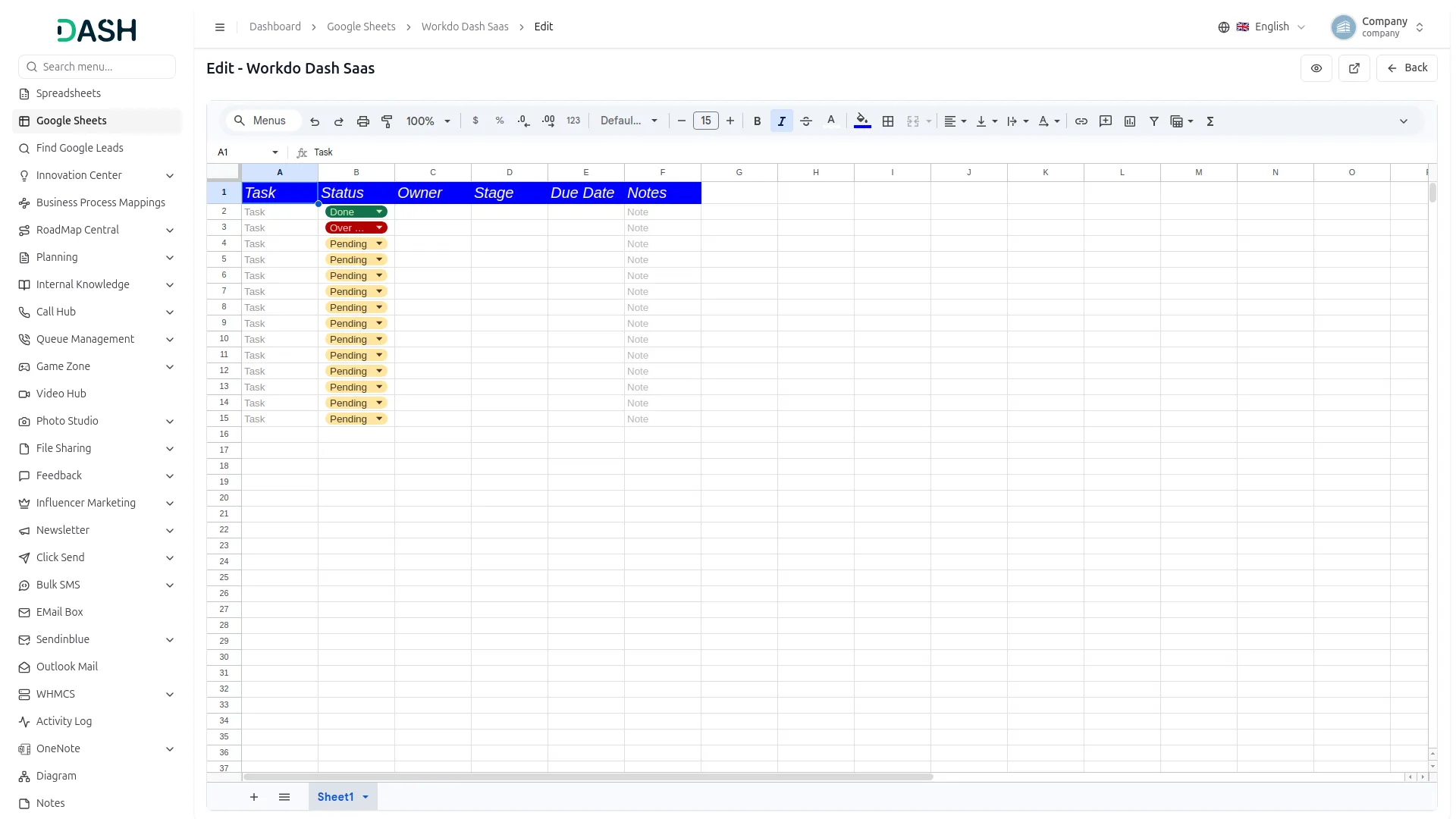 google sheet