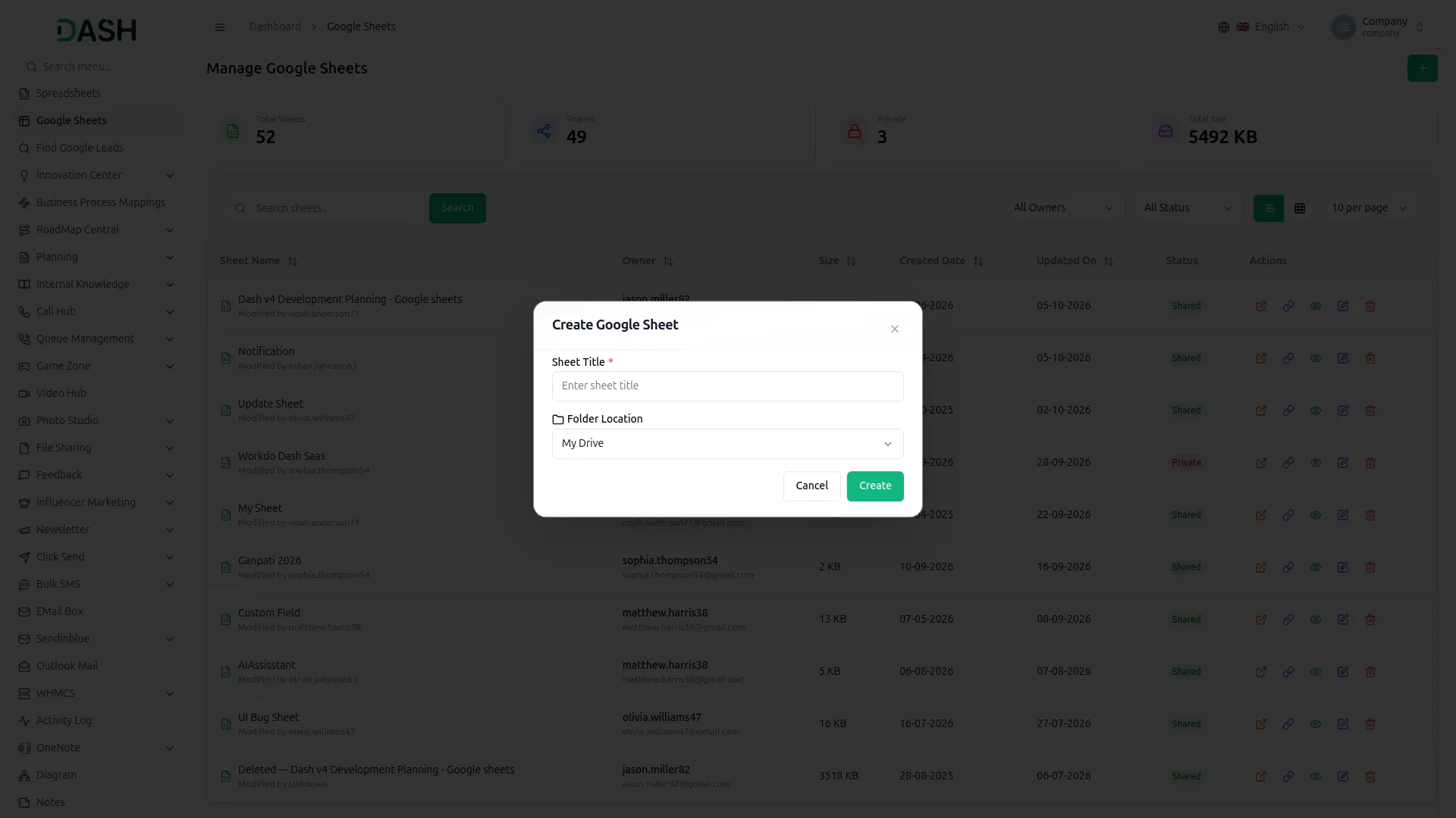 google sheet