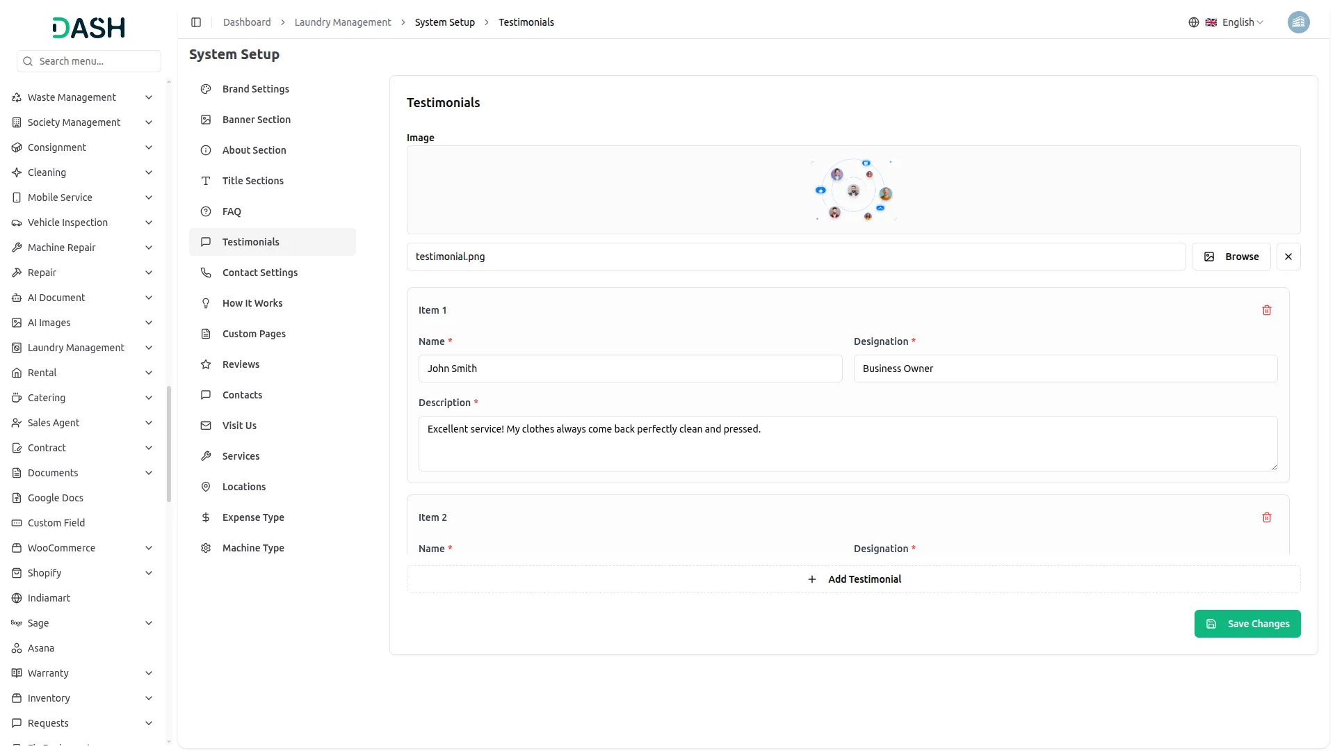 Laundry Management Integration