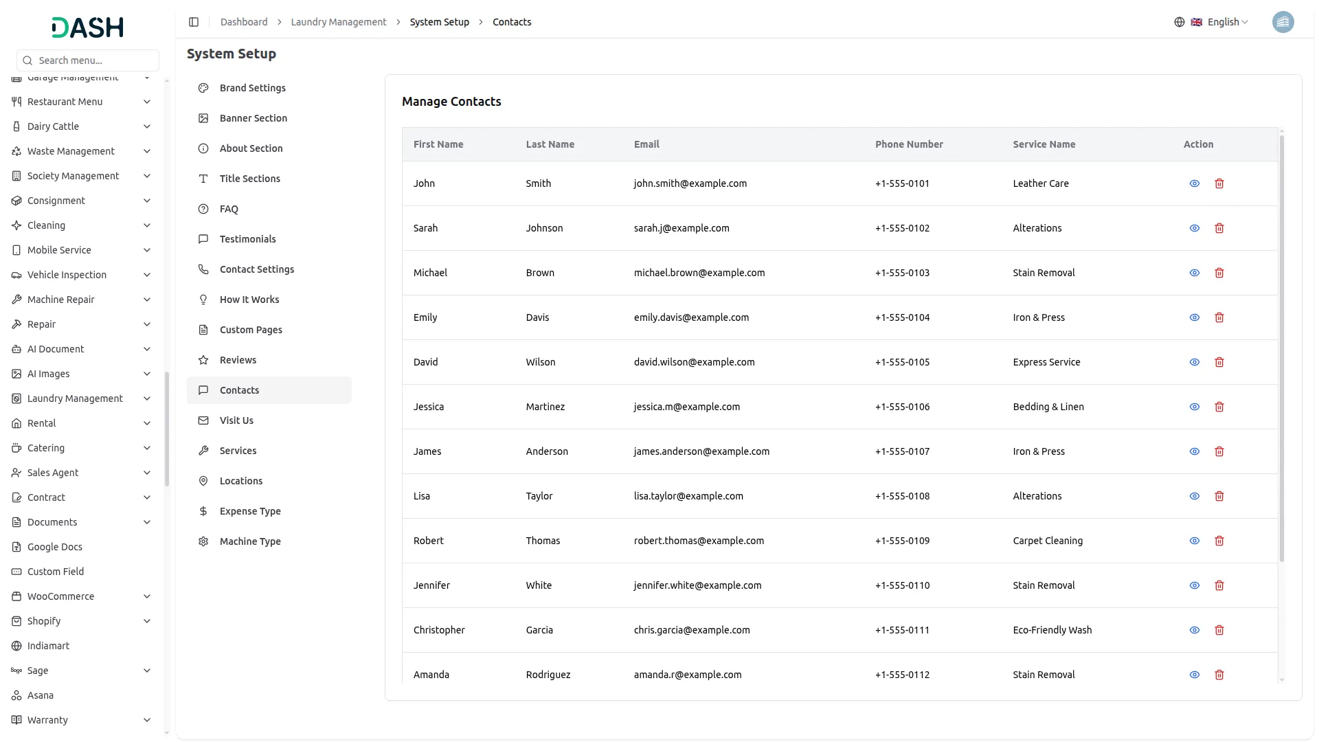 Laundry Management Integration