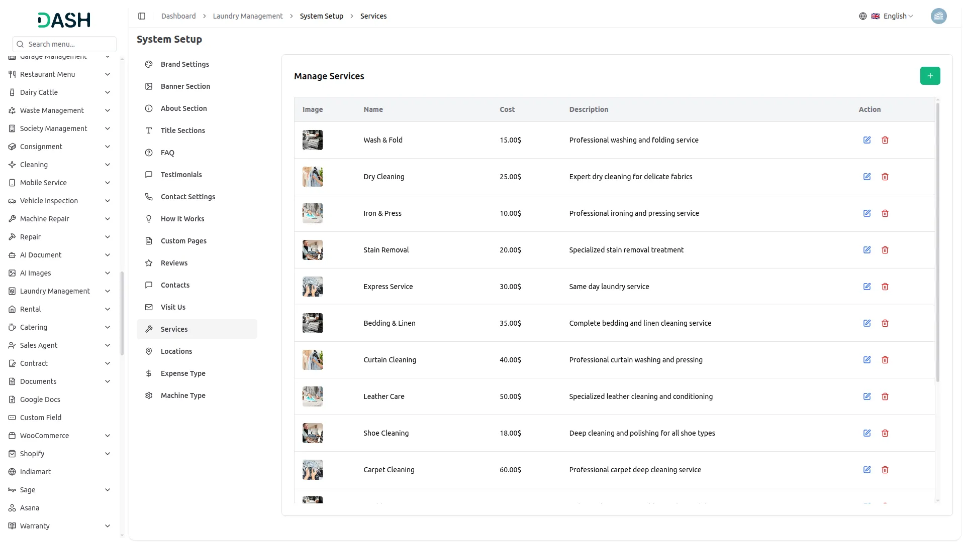 Laundry Management Integration
