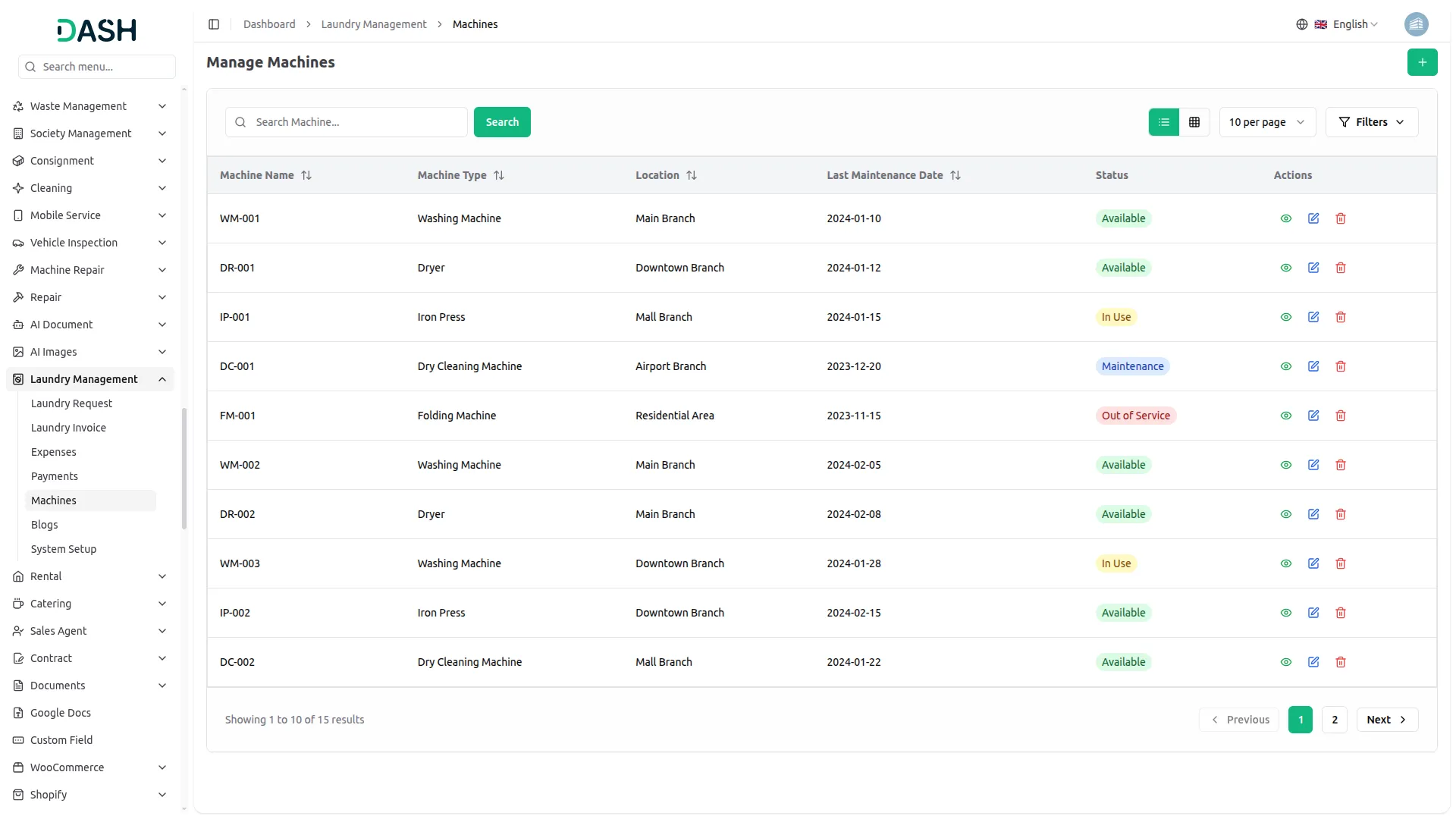 Laundry Management Integration