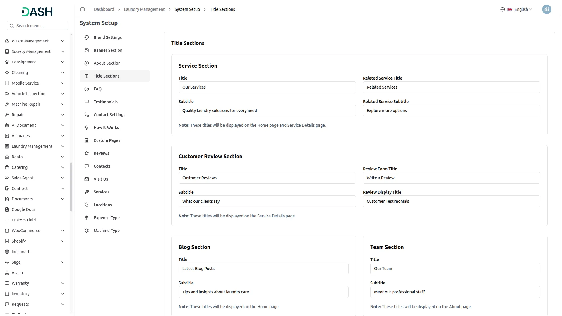 Laundry Management Integration