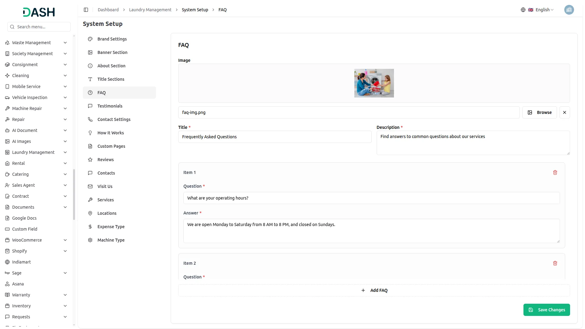 Laundry Management Integration