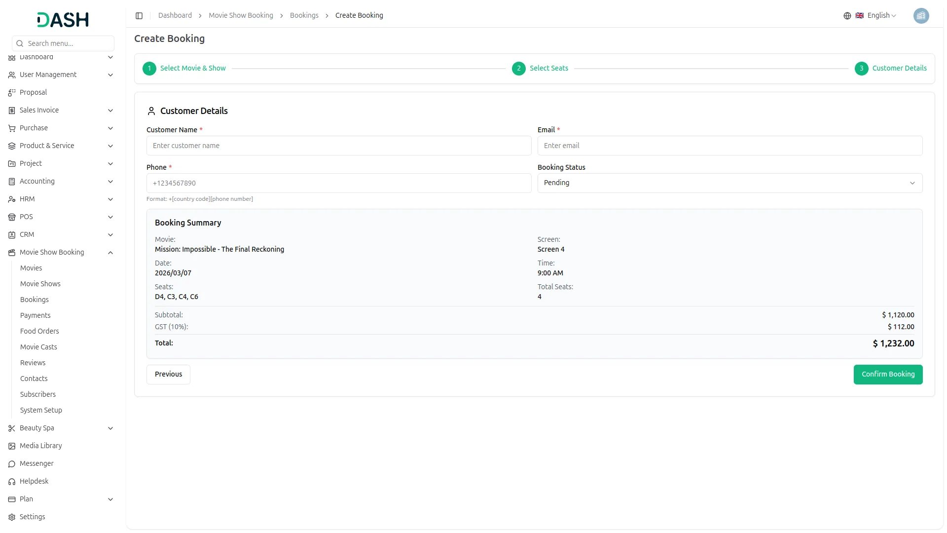 Movie Show Booking System