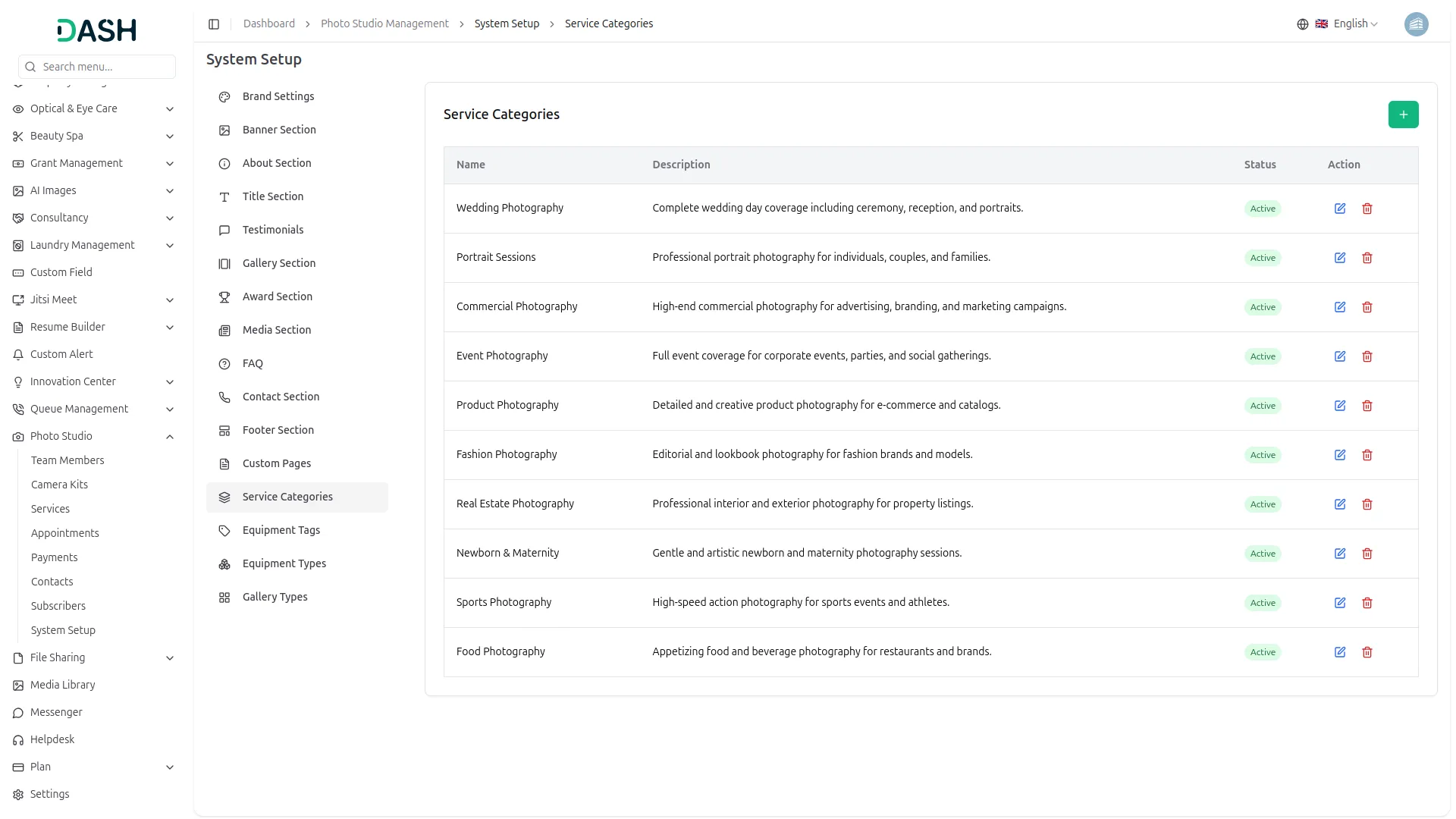Service Categories