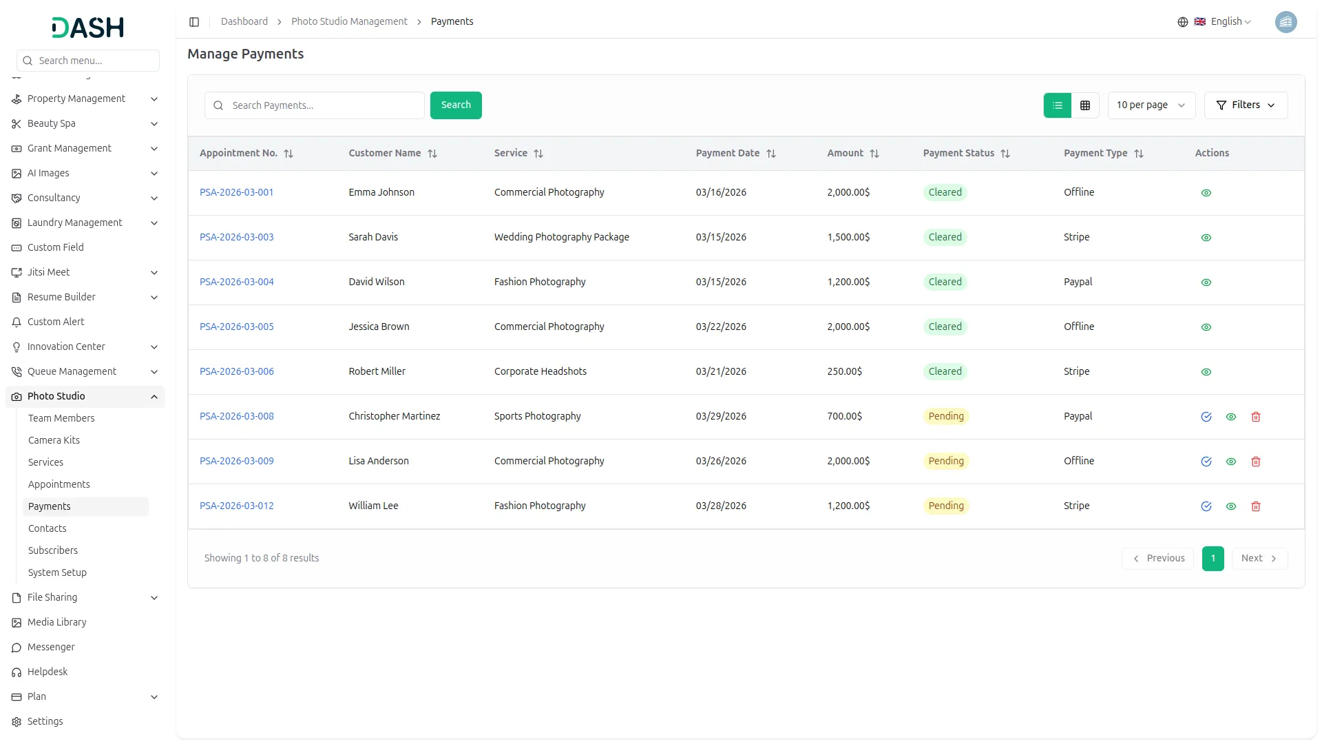 Manage Payments