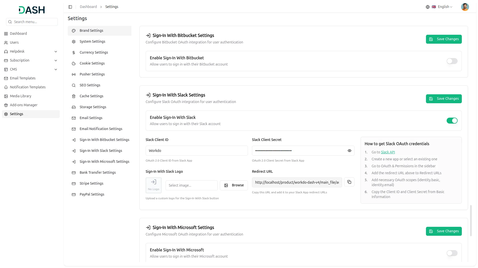 Sign-in with slack