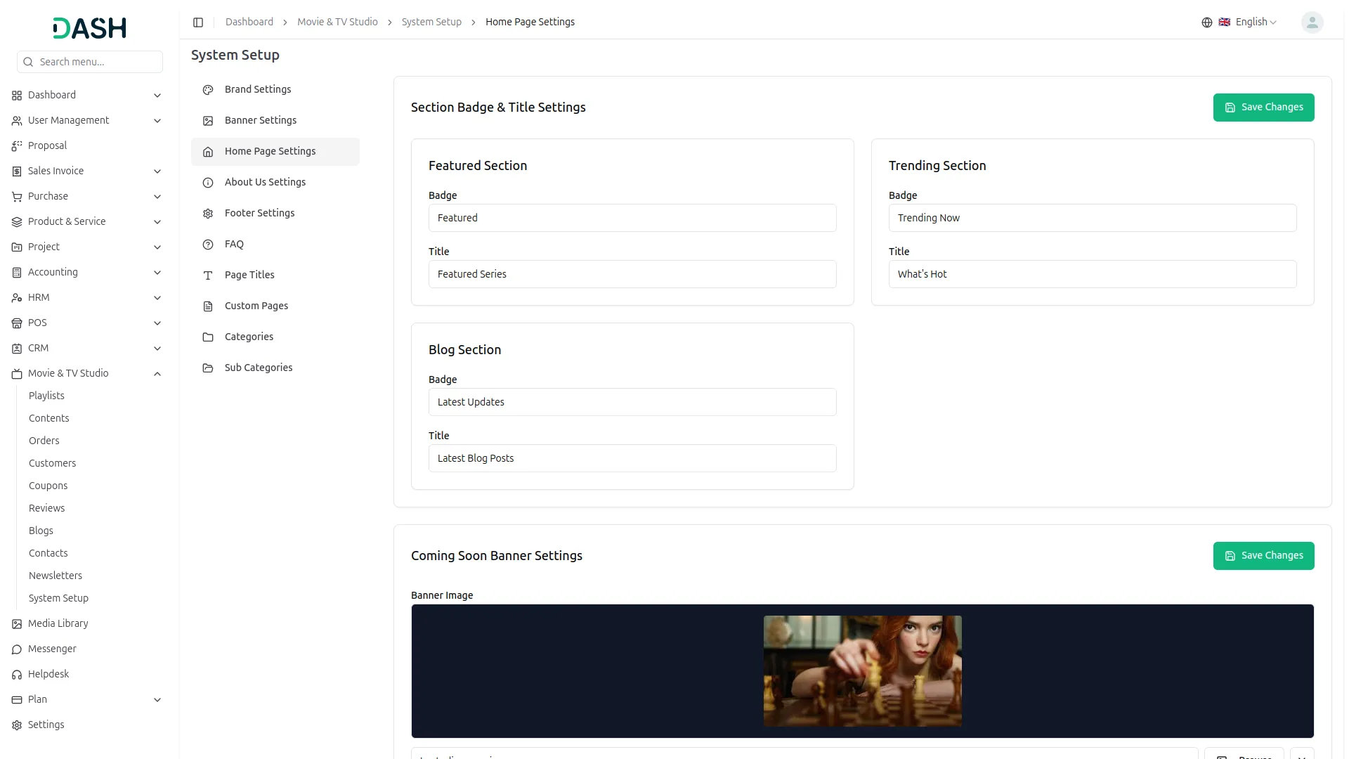 Movie & Tv Studio management