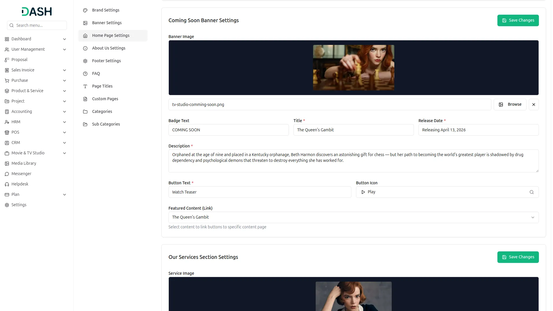 Movie & Tv Studio management