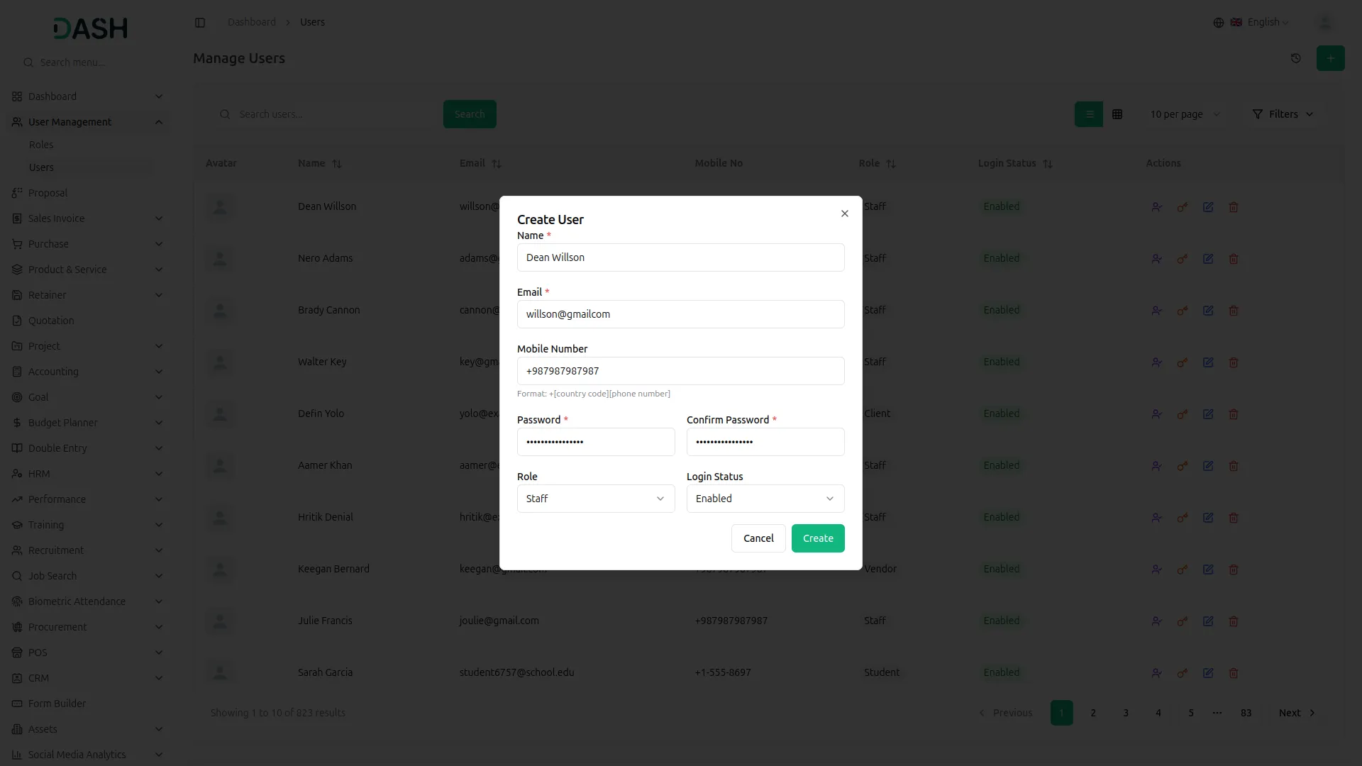 Webhook Dash Saas