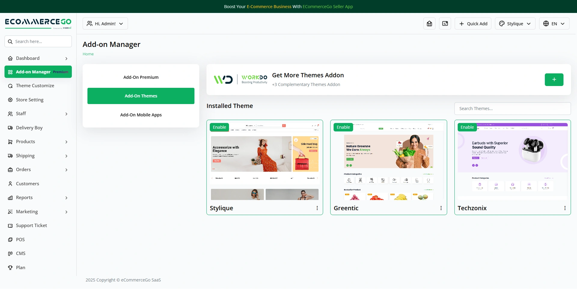 Theme Setup Ecommerce Saas