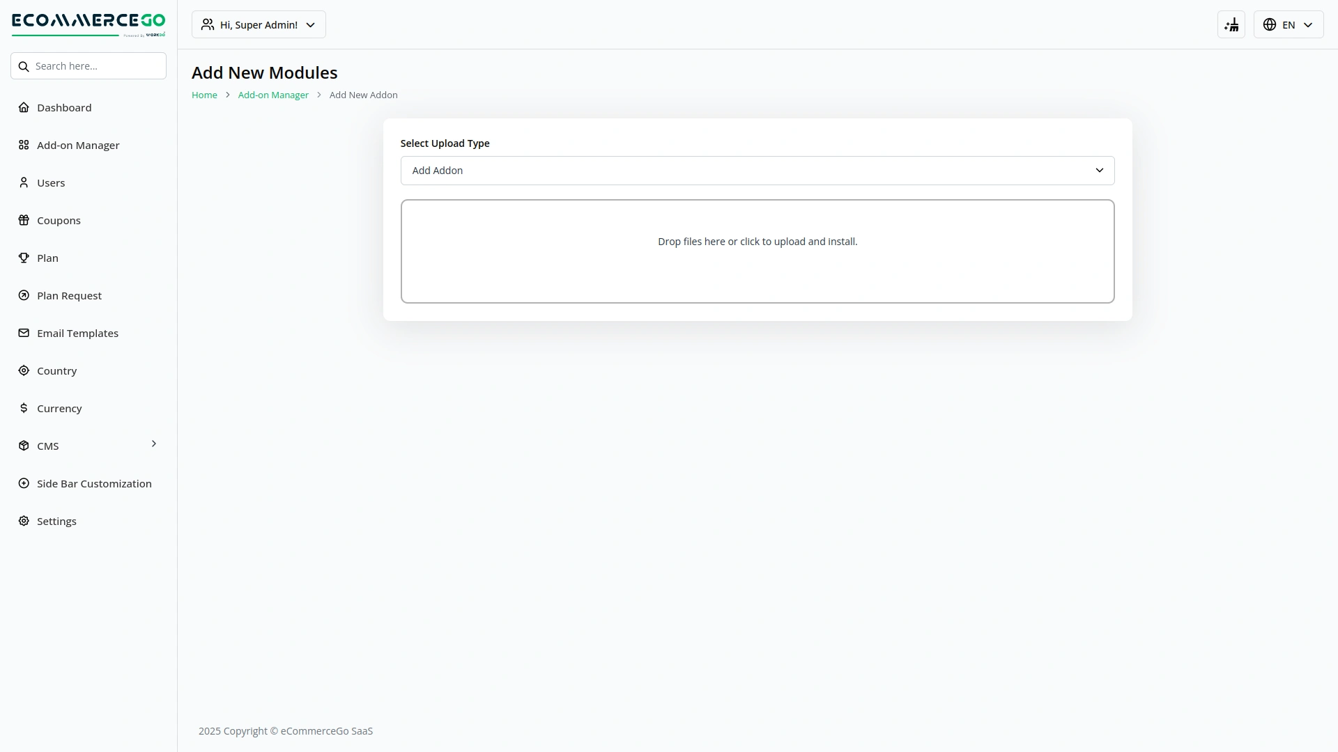Theme Setup Ecommerce Saas