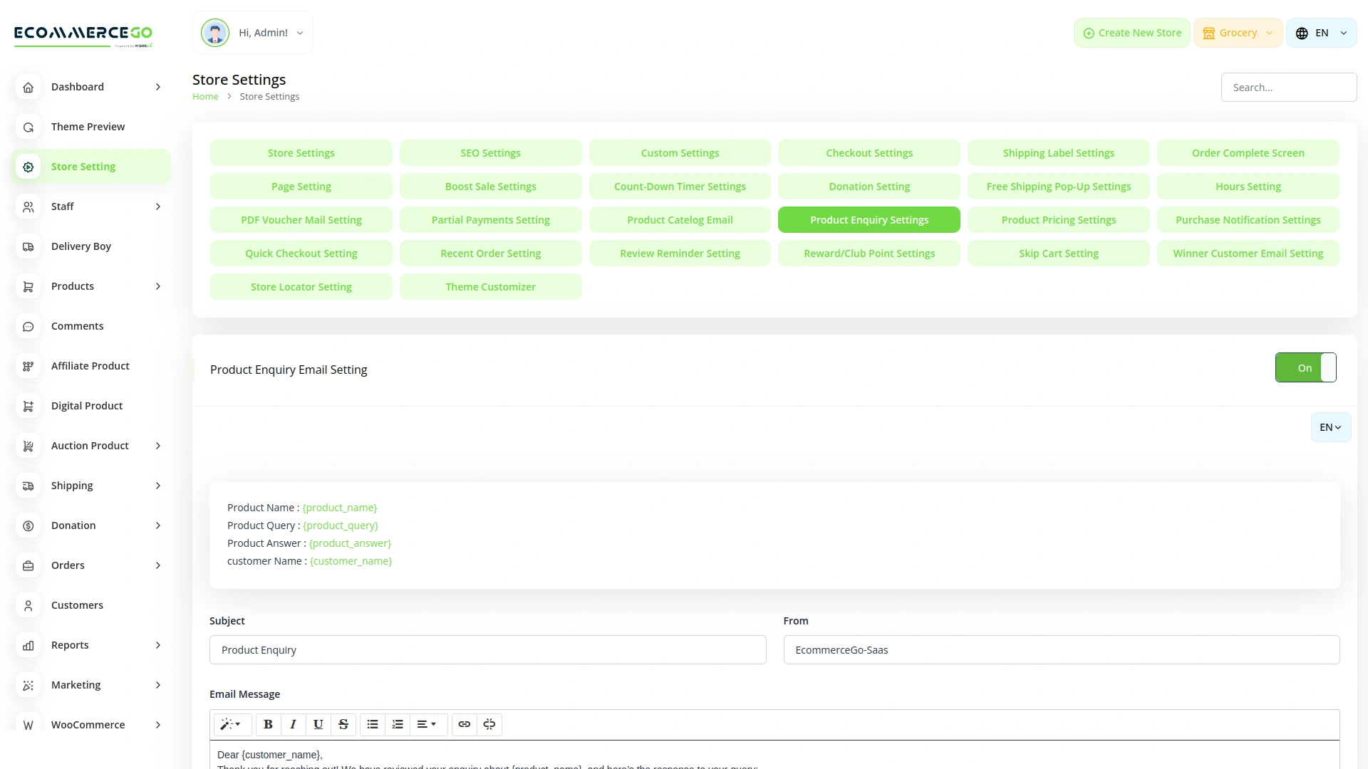 Product Enquiry – eCommerceGo Add-On