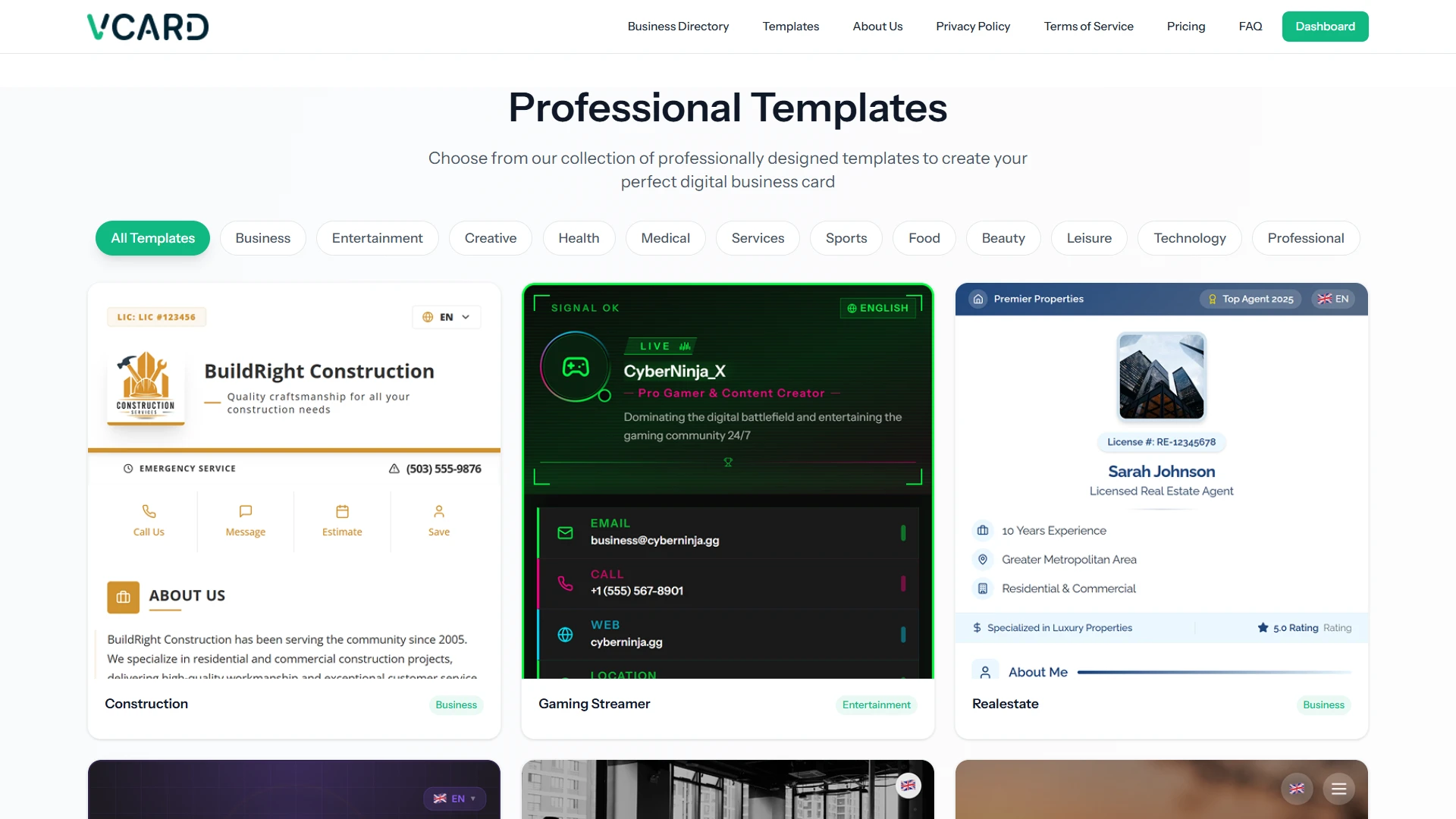 vCard SaaS Preview 4