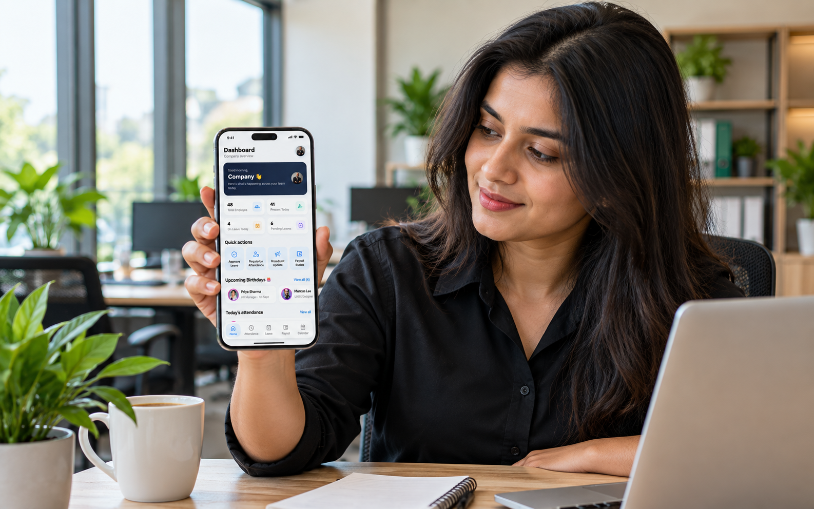 HR manager approving a leave request on the HRM Mobile App