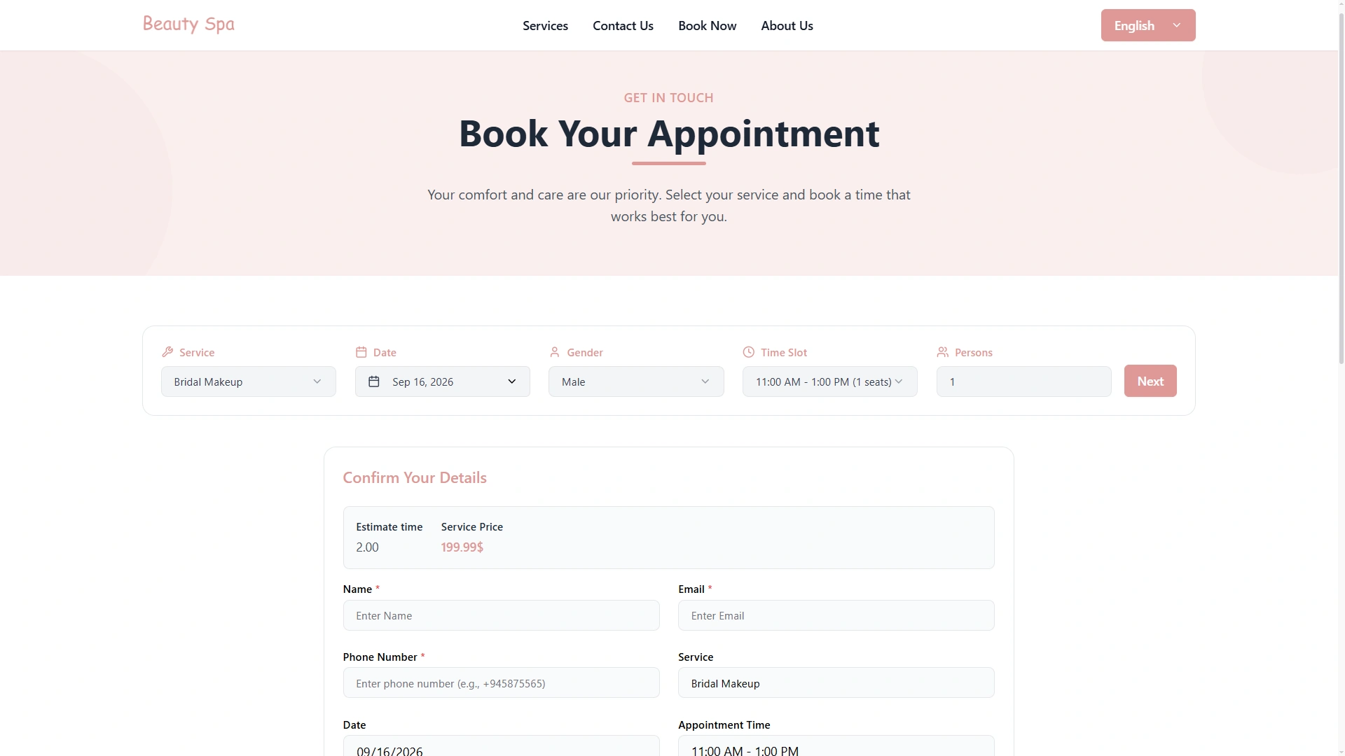 Instant Booking Confirmation