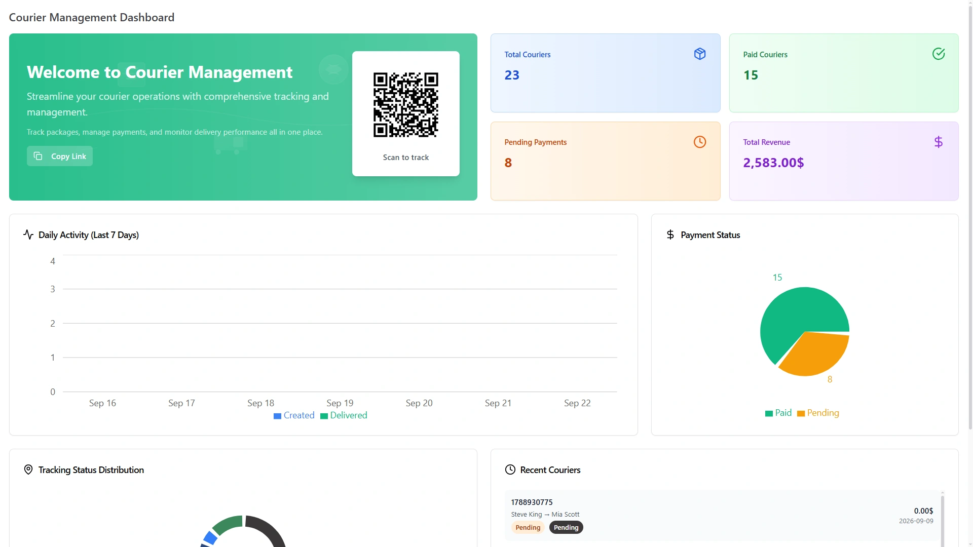 Courier Management Dashboard