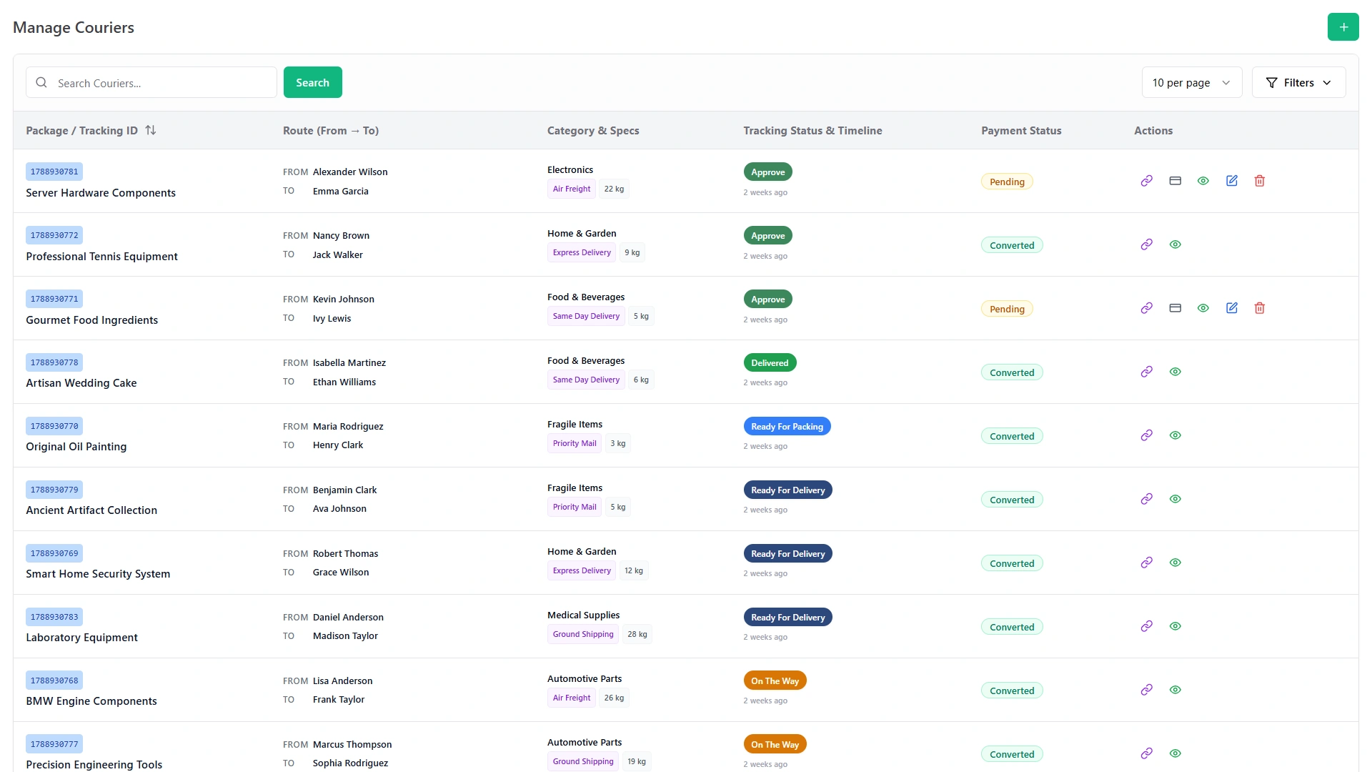 Manage Couriers