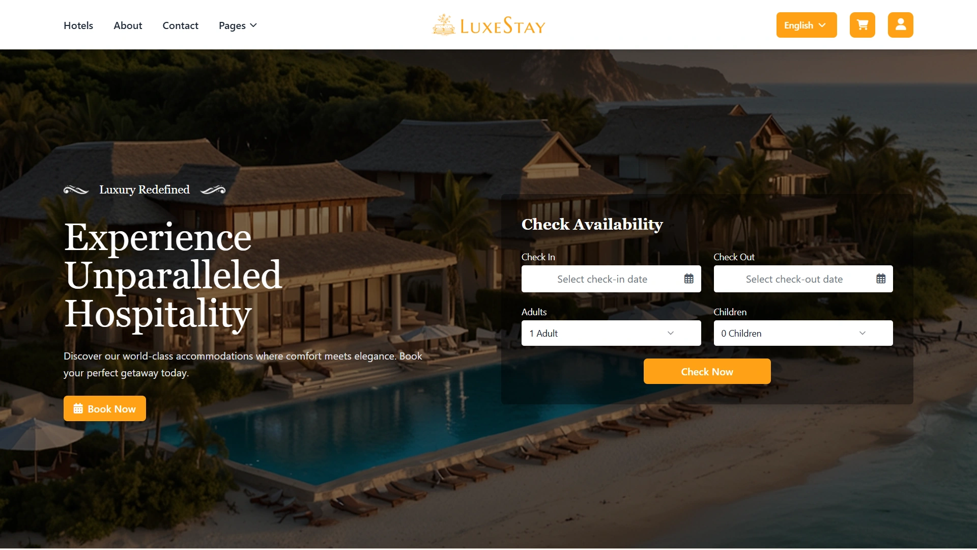 Hotel Website Homepage & Room Showcase