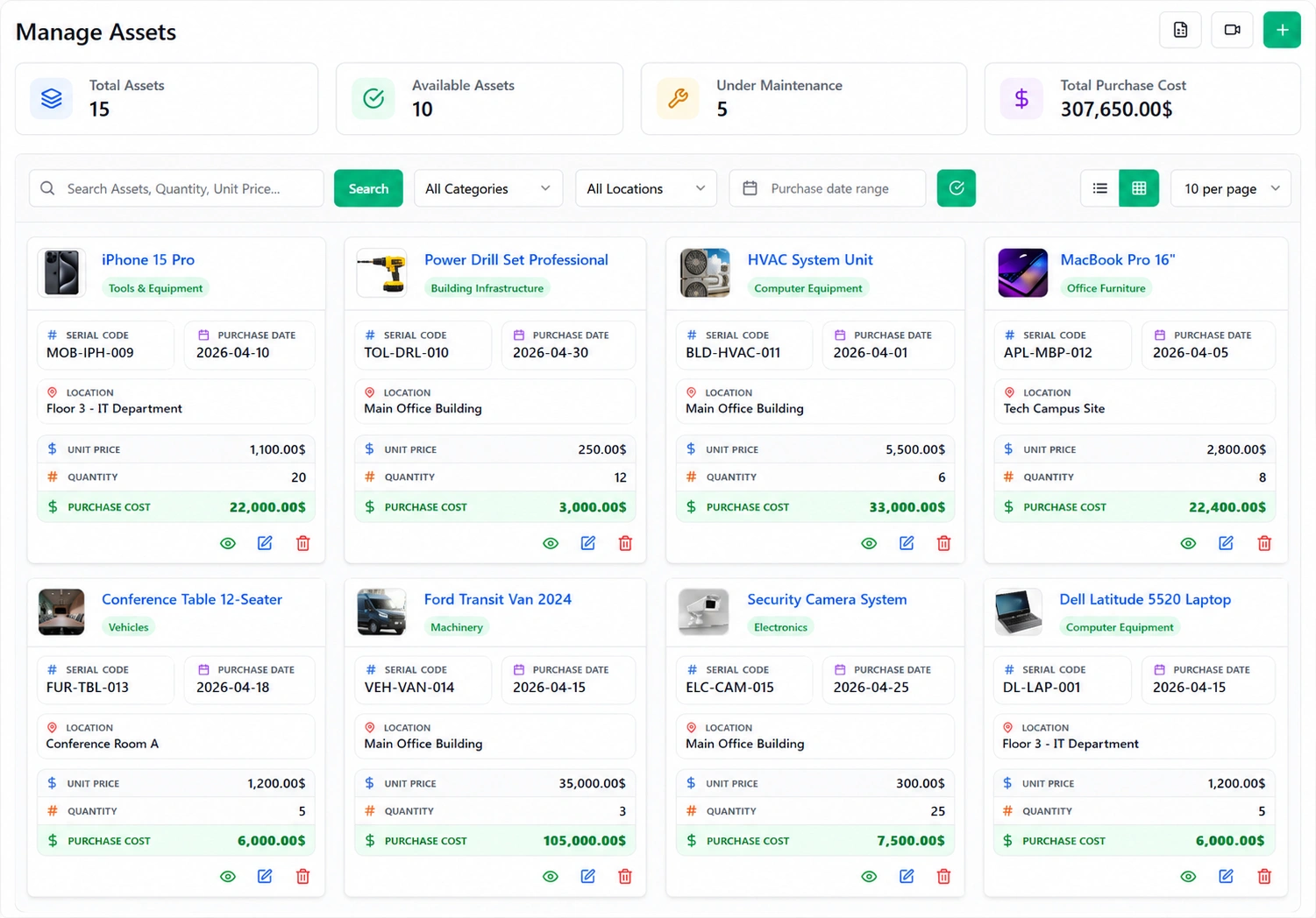 Asset & Maintenance Tracking