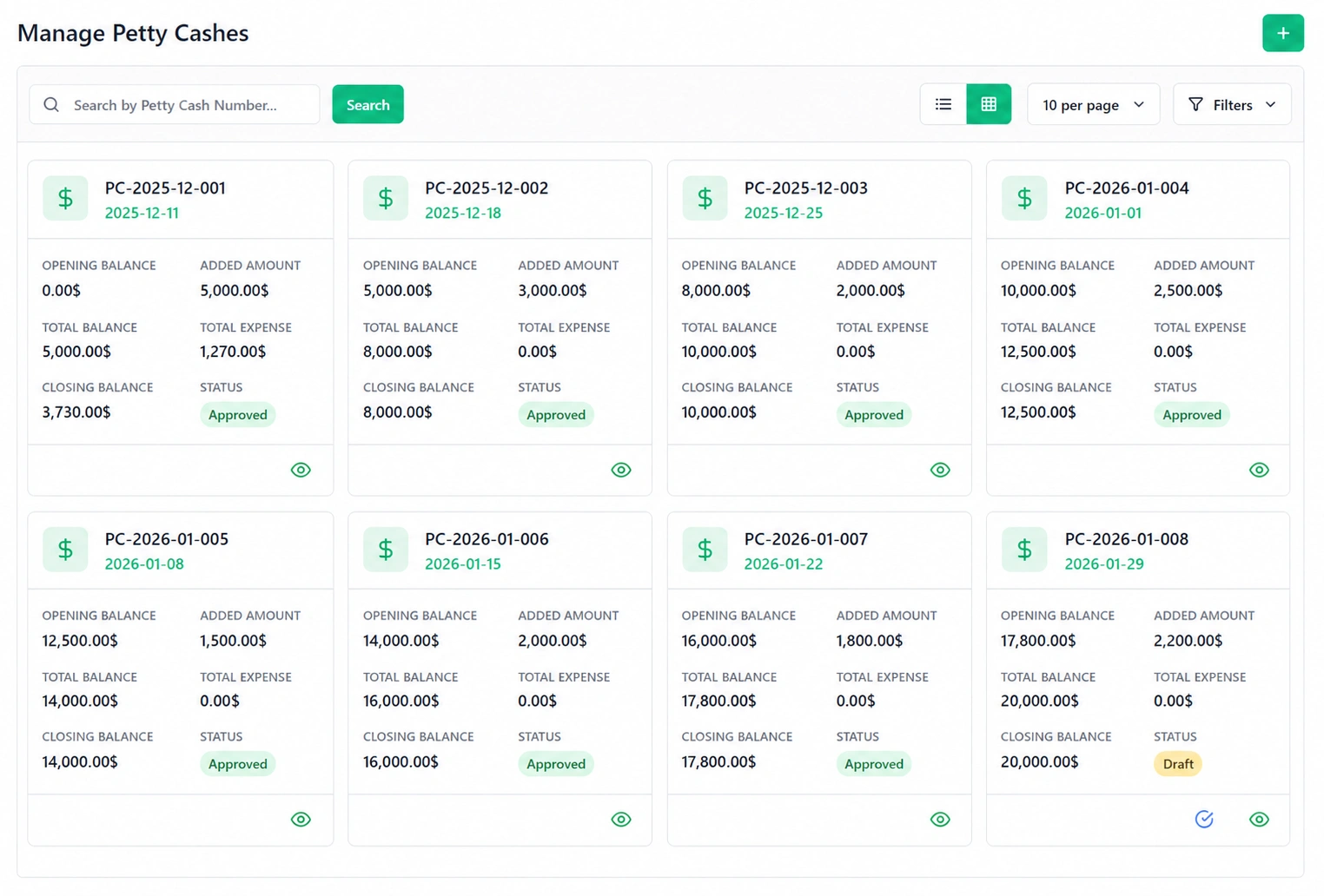 Petty Cash & Expense Tracking