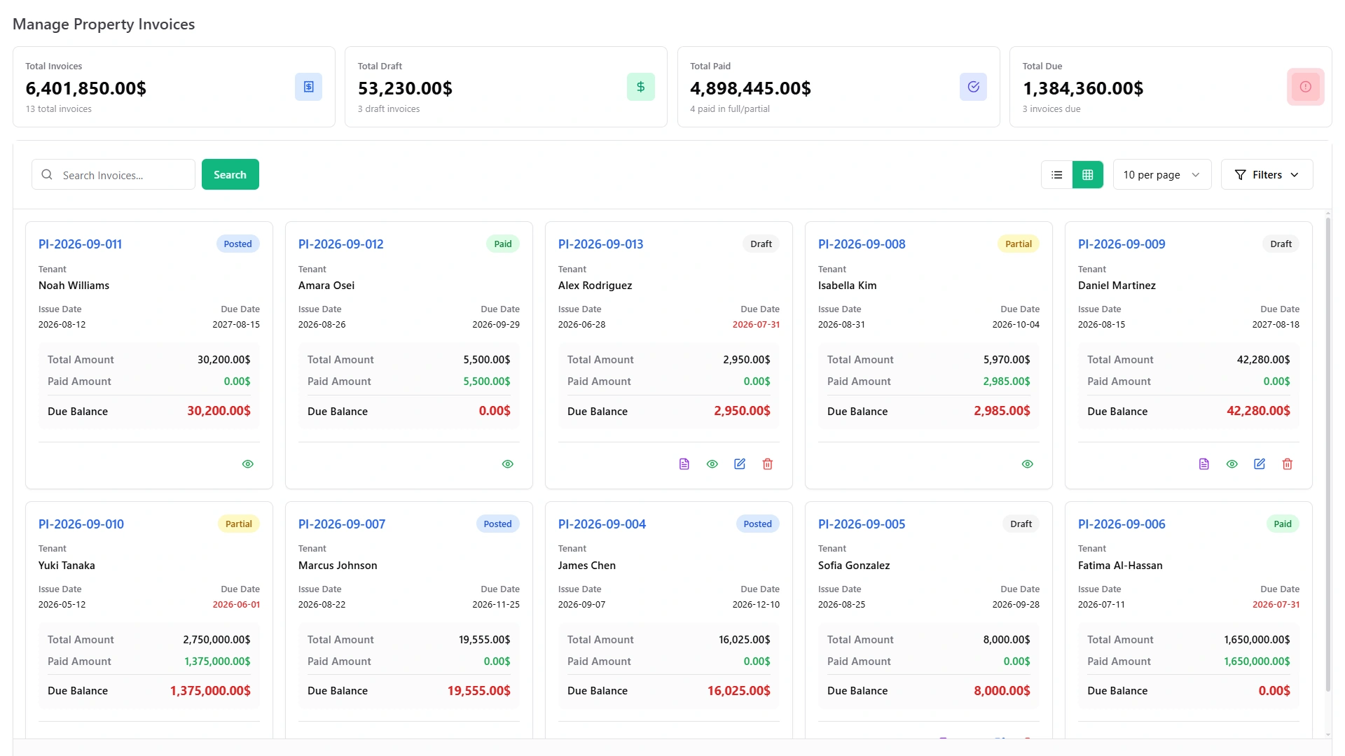 Tenant Billing & Invoices