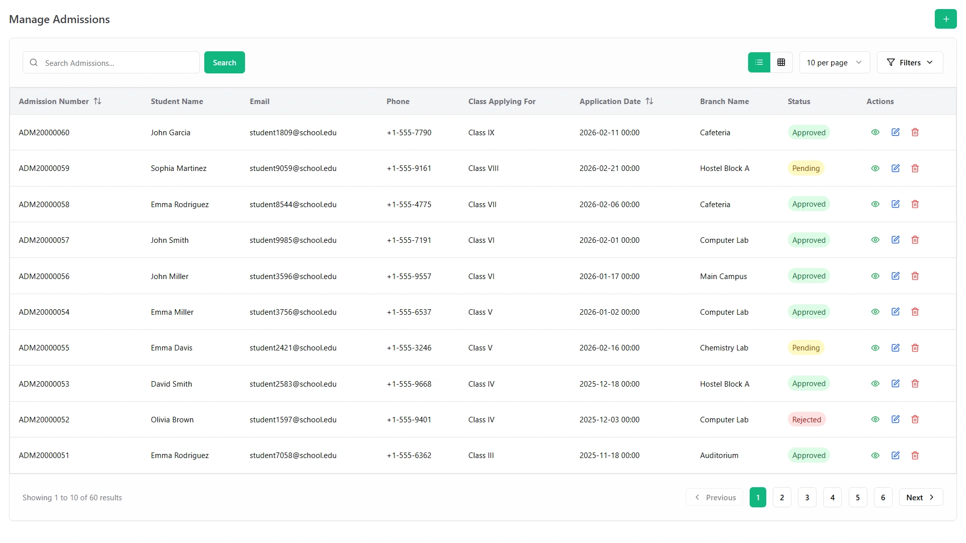 Streamlined Admissions Management