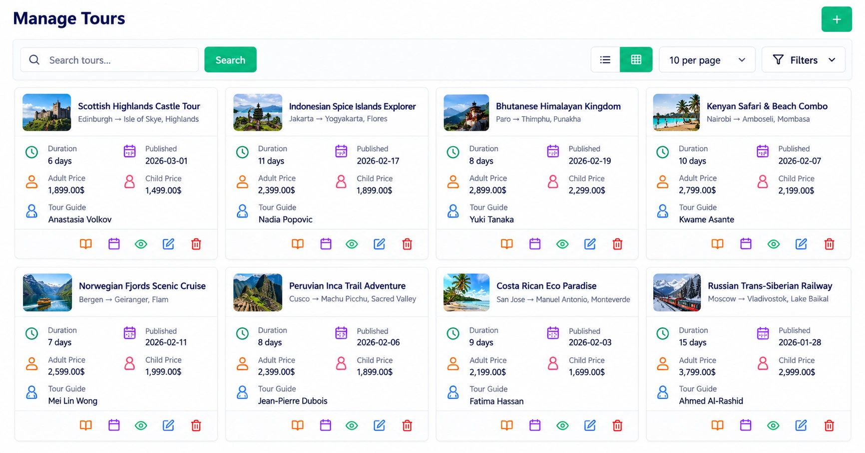 Tour packages with day-by-day itineraries