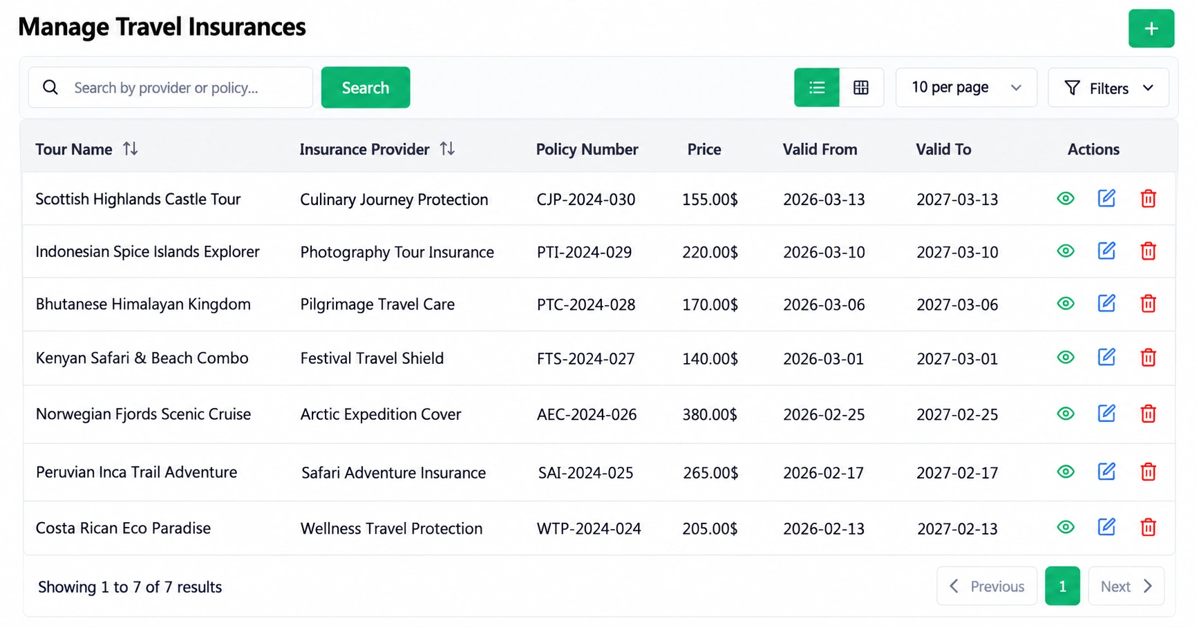 Travel insurance policies and claims