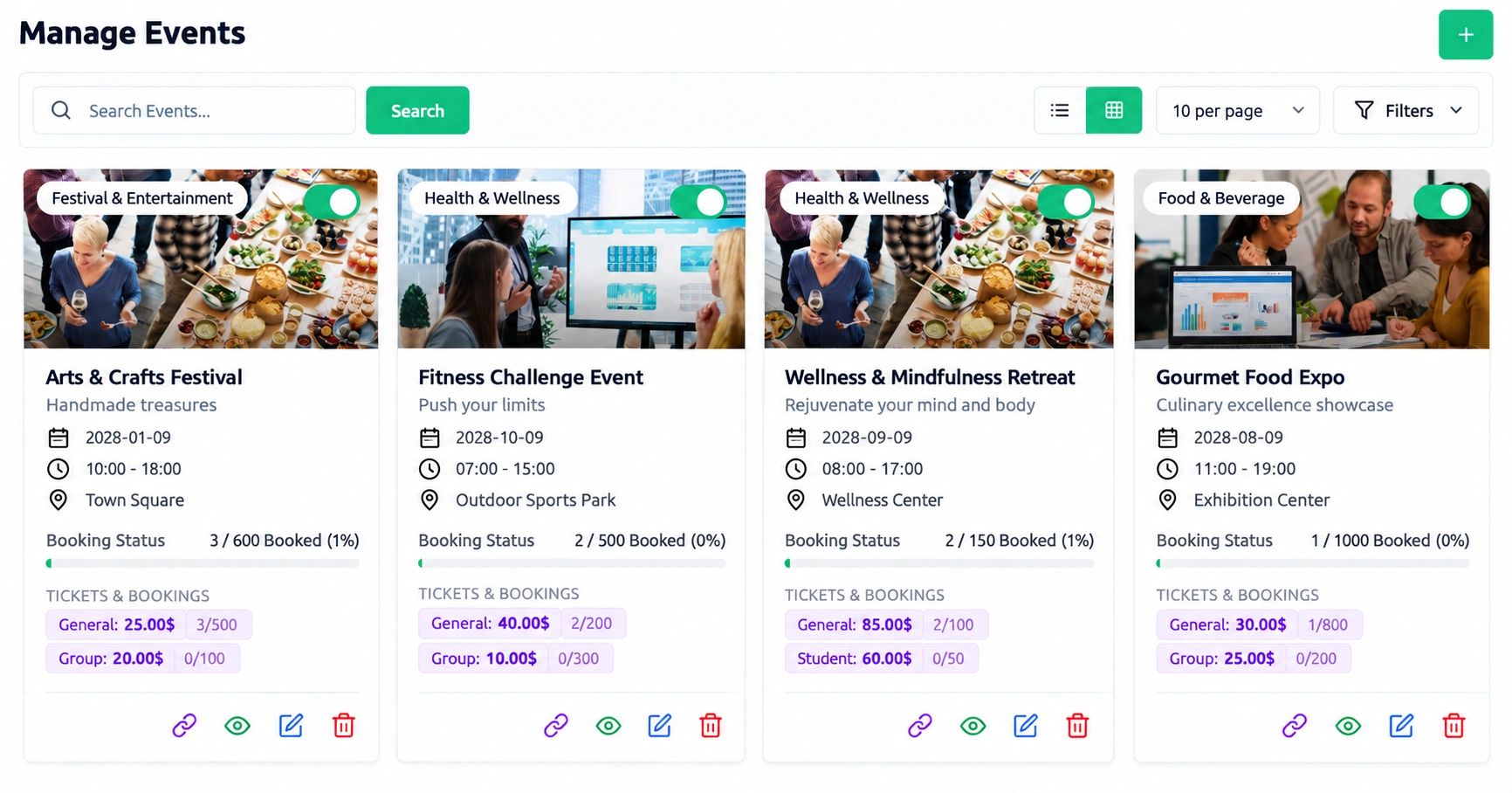 Group trip and event ticket bookings