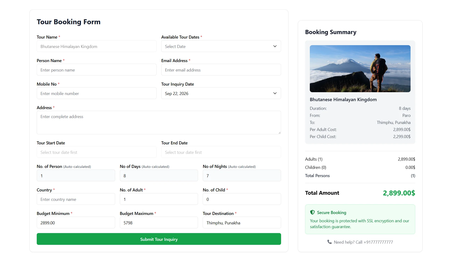 Tour Inquiries & Custom Travel Planning