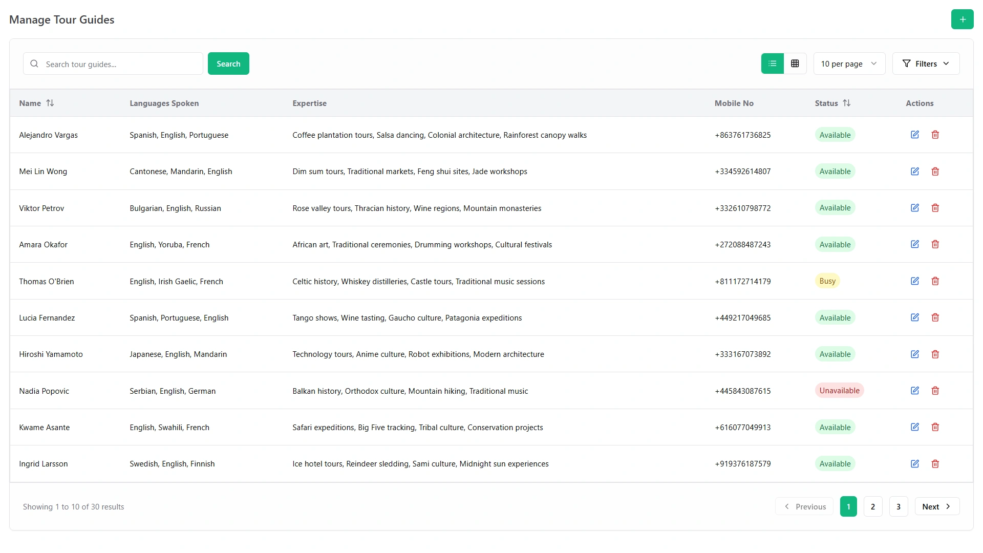 Manage Tour Guides