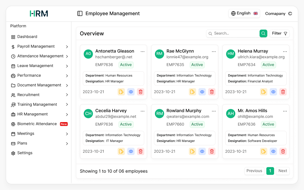 employee management dashboard