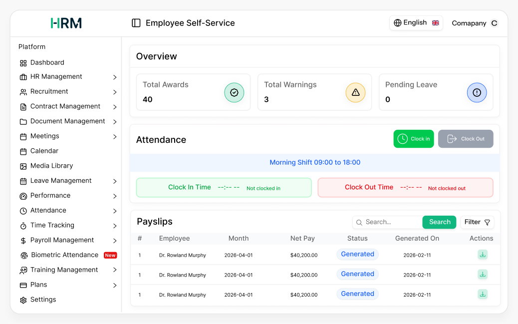 employee self service portal dashboard
