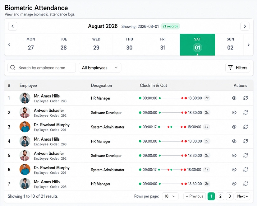 attendance management dashboard