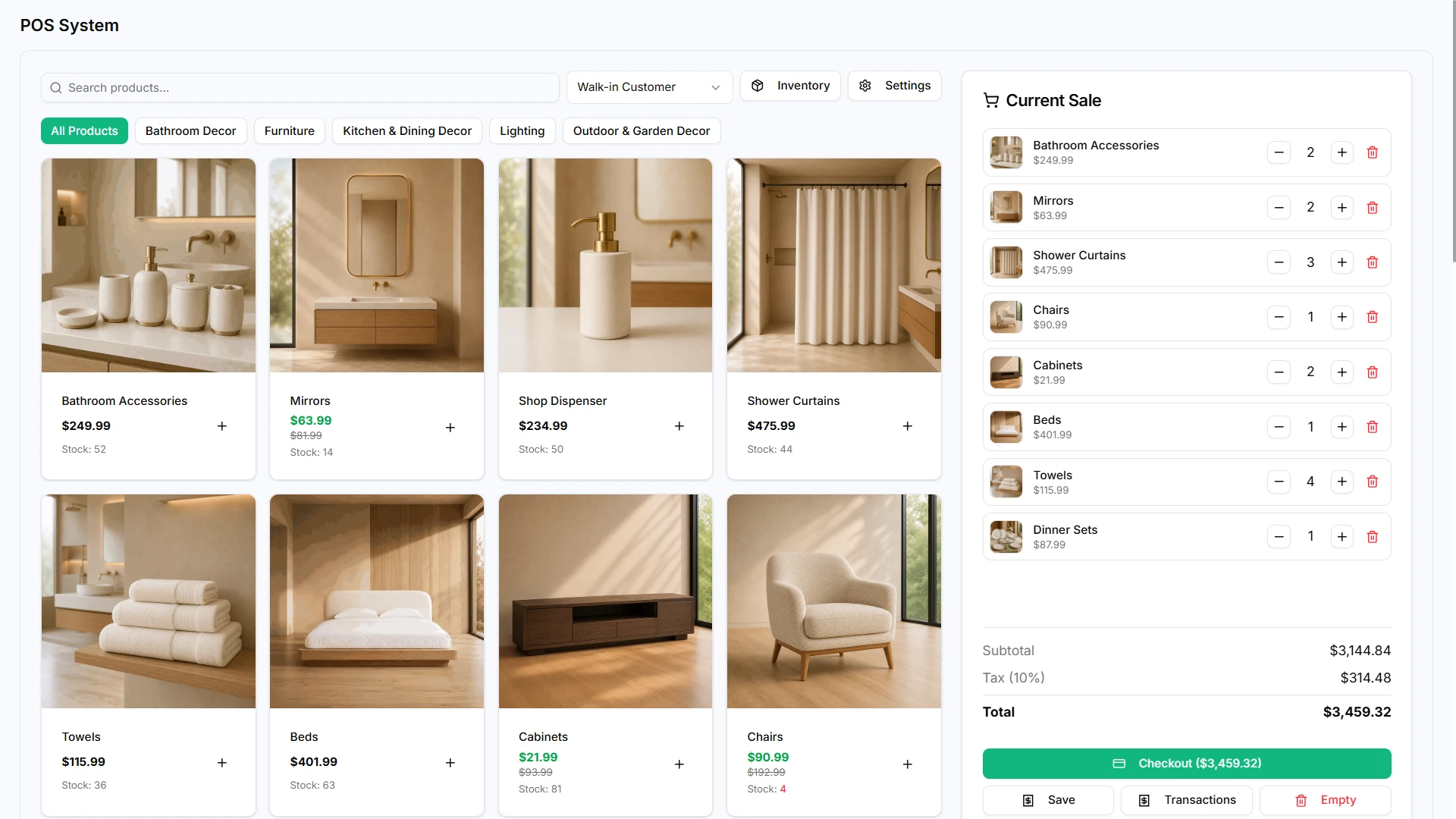 StoreGo SaaS point of sale screen