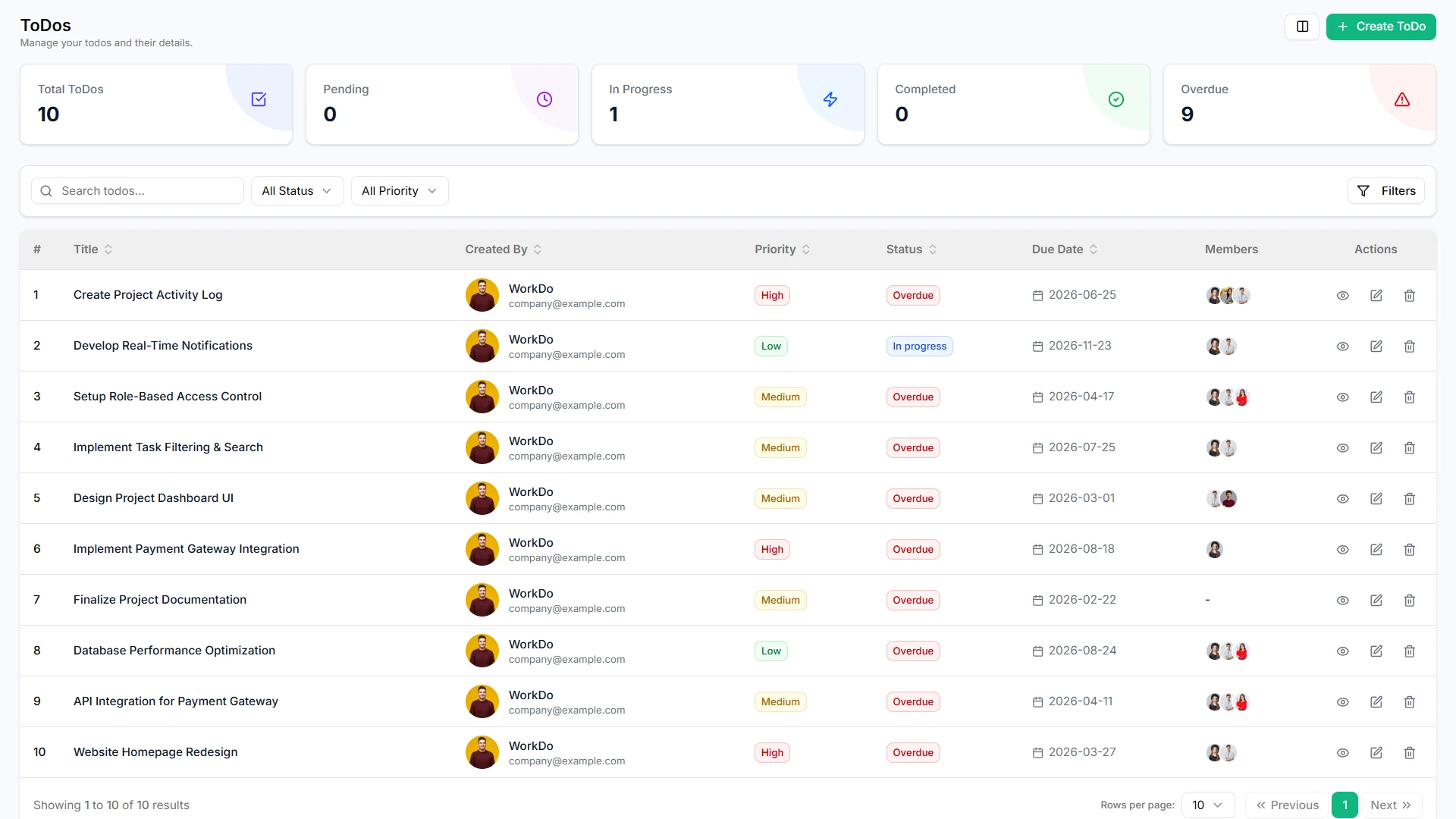 Taskly to-do list screen