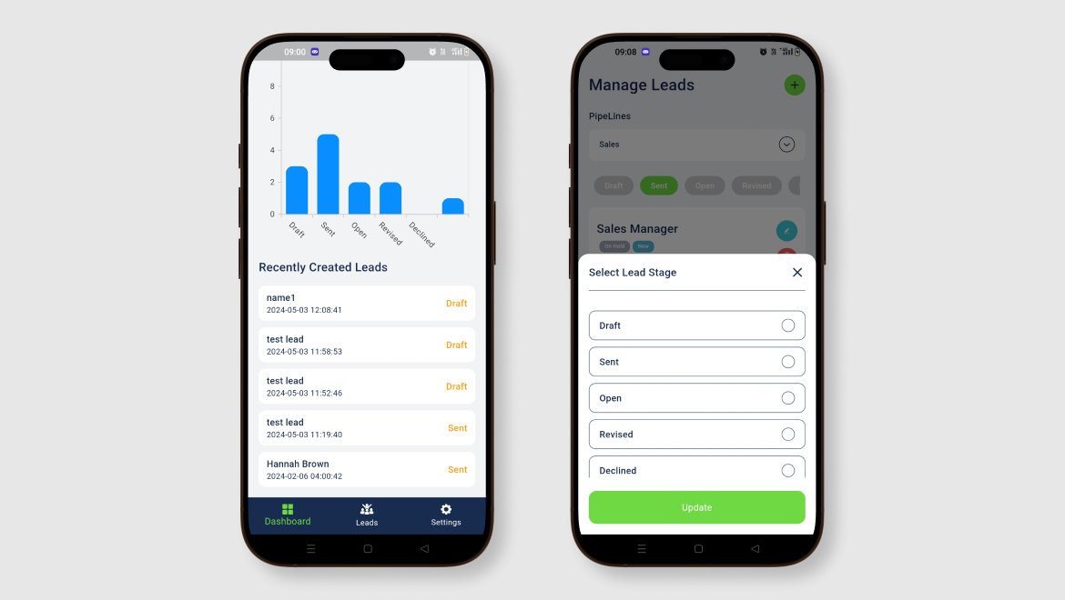 Lead Management – Dash Mobile App