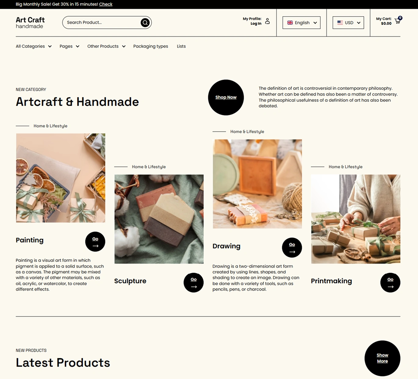 Artcraft Handmade Shopify Theme - WorkDo