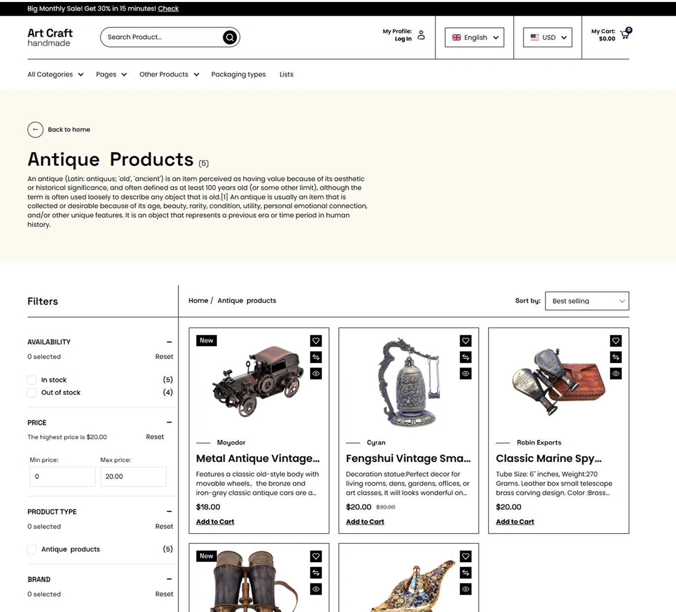 Artcraft Handmade Shopify Theme - WorkDo