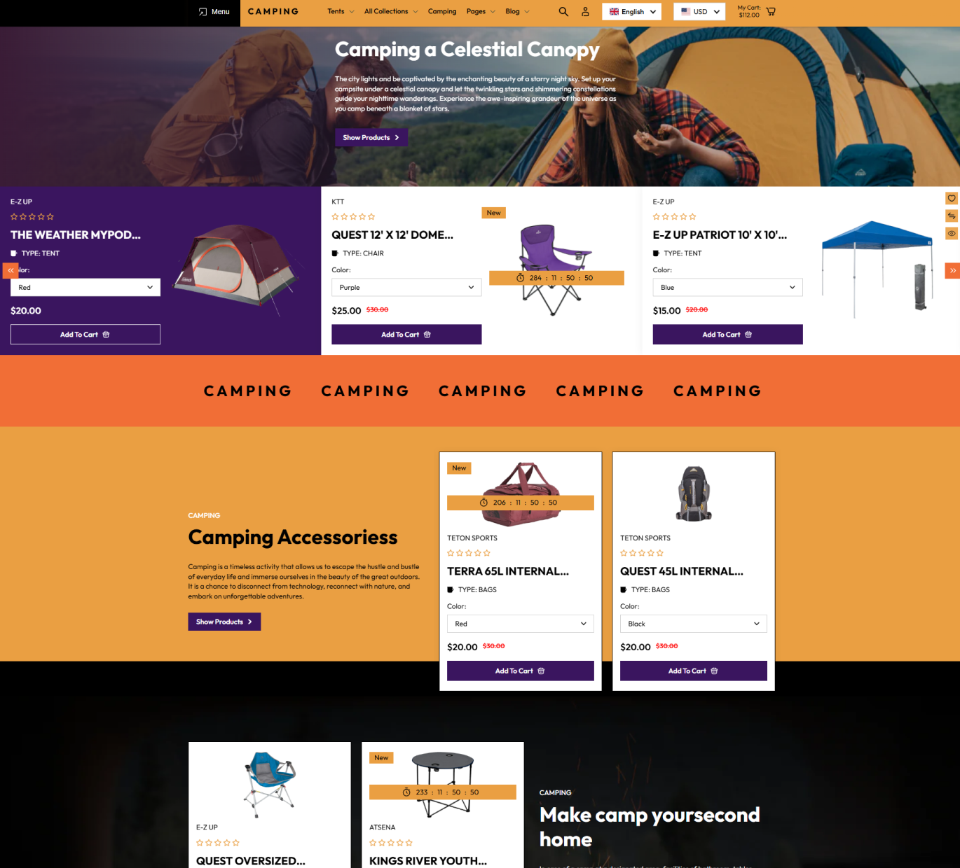 Camping Shopify Theme - WorkDo