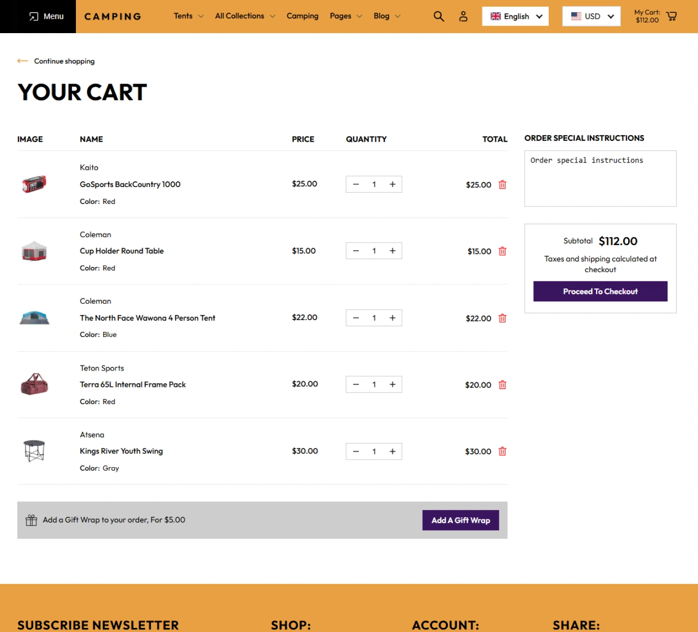 Camping Shopify Theme - WorkDo