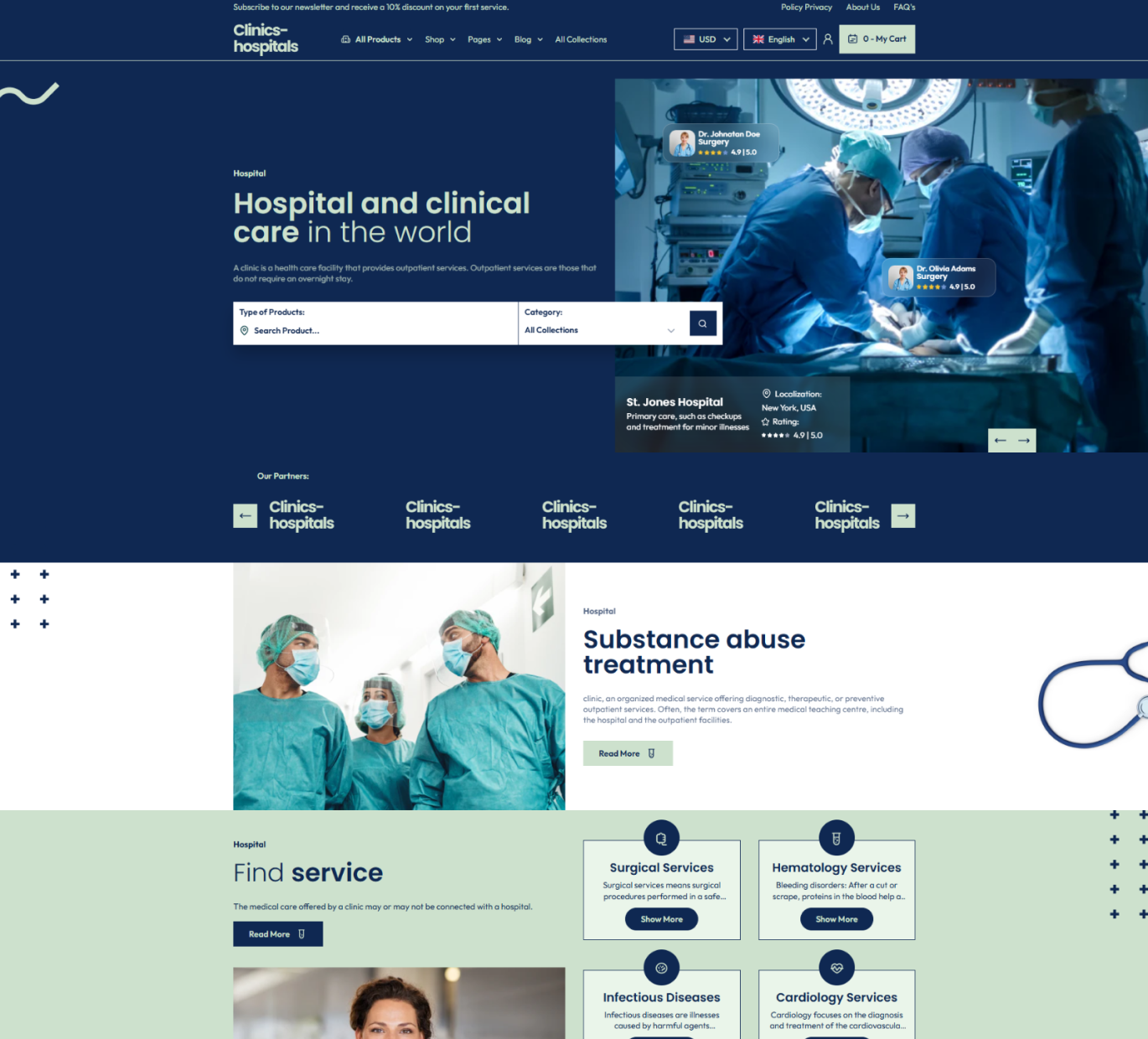 Clinics Hospitals Shopify Theme - WorkDo