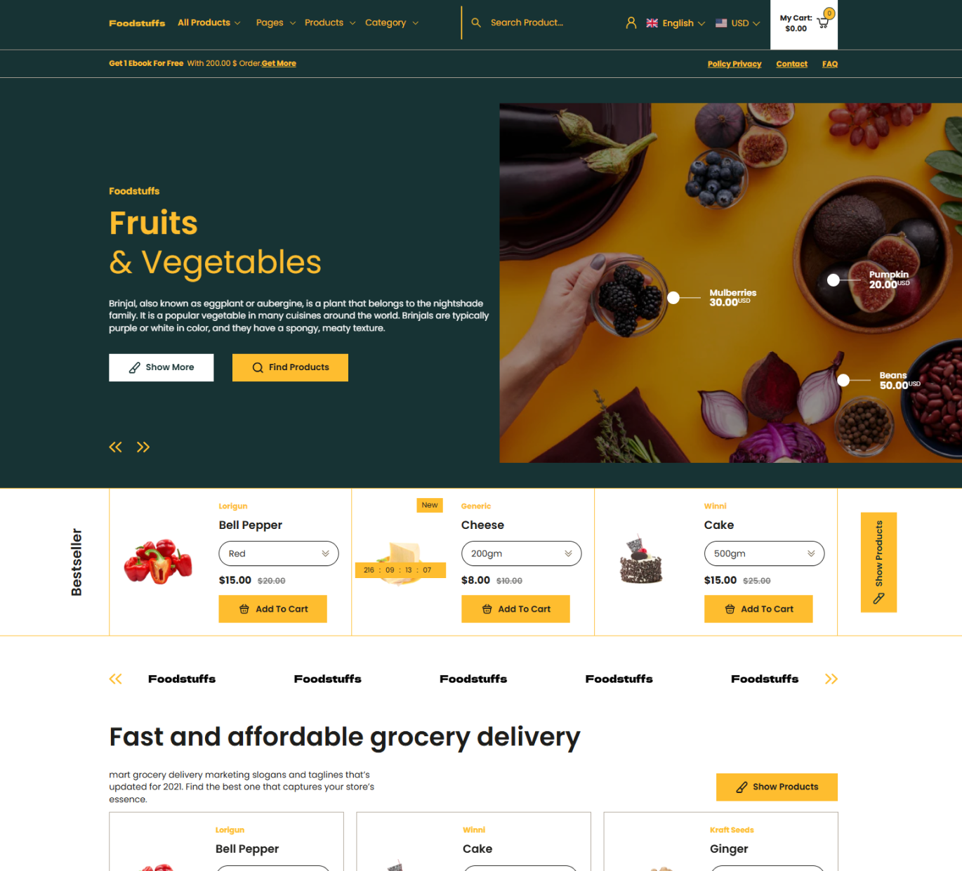 Food Stuffs Shopify Theme - WorkDo
